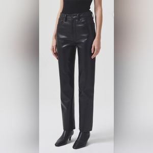 AGOLDE Recycled Leather 90's Pinch Waist In Detox Black Size 26 NWT